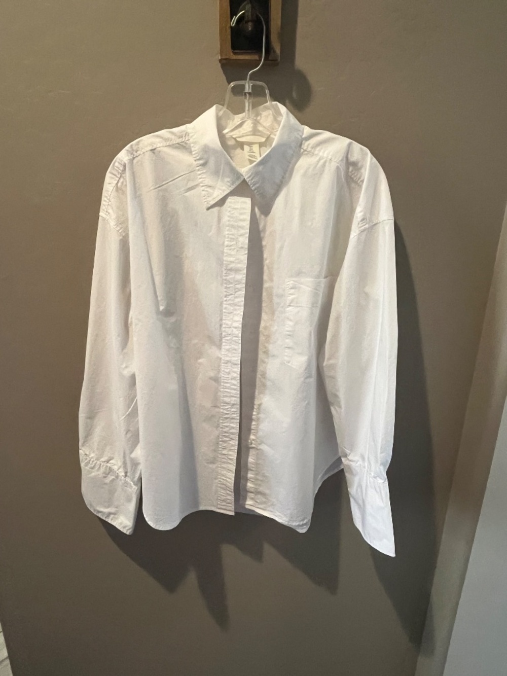 H&M White Oversized 100% Cotton Button-Up Shirt Sz S Clean Girl Capsule Career